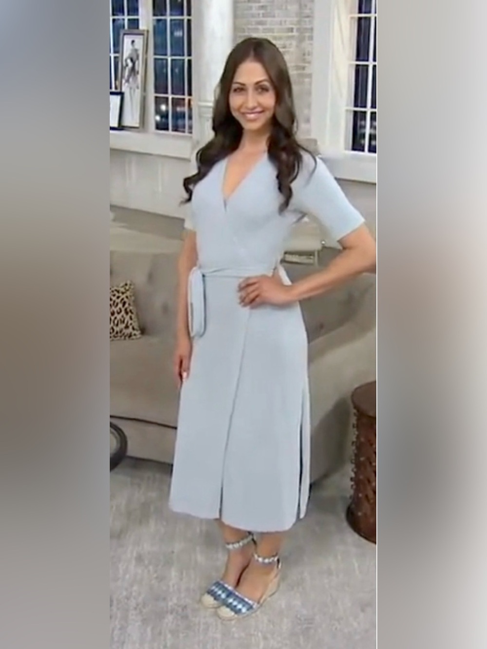 NWT BAREFOOT DREAMS BLUE WATER COZYCHIC ULTRA LITE WRAP MIDI DRESS SZ L